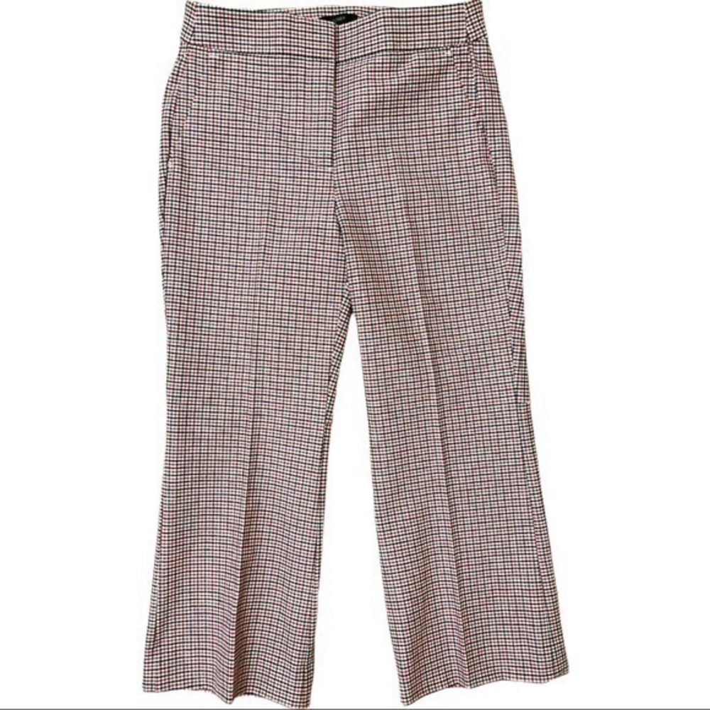 J. Crew Hayden Red and Black Plaid Crop Kickout Pants Size 8 Petite - Picture 2 of 9